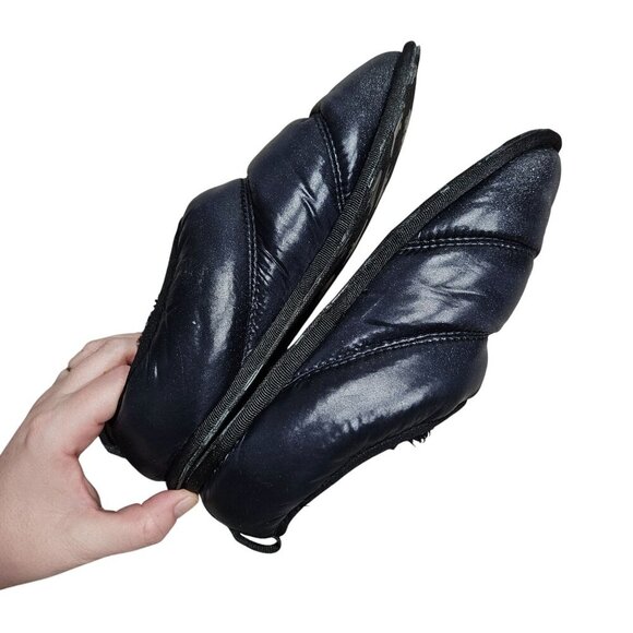 Sorel Womens Puffer Slip-On Slippers Navy Black Sherpa Lined US 8 EU 39 Gorpcore - Picture 7 of 10